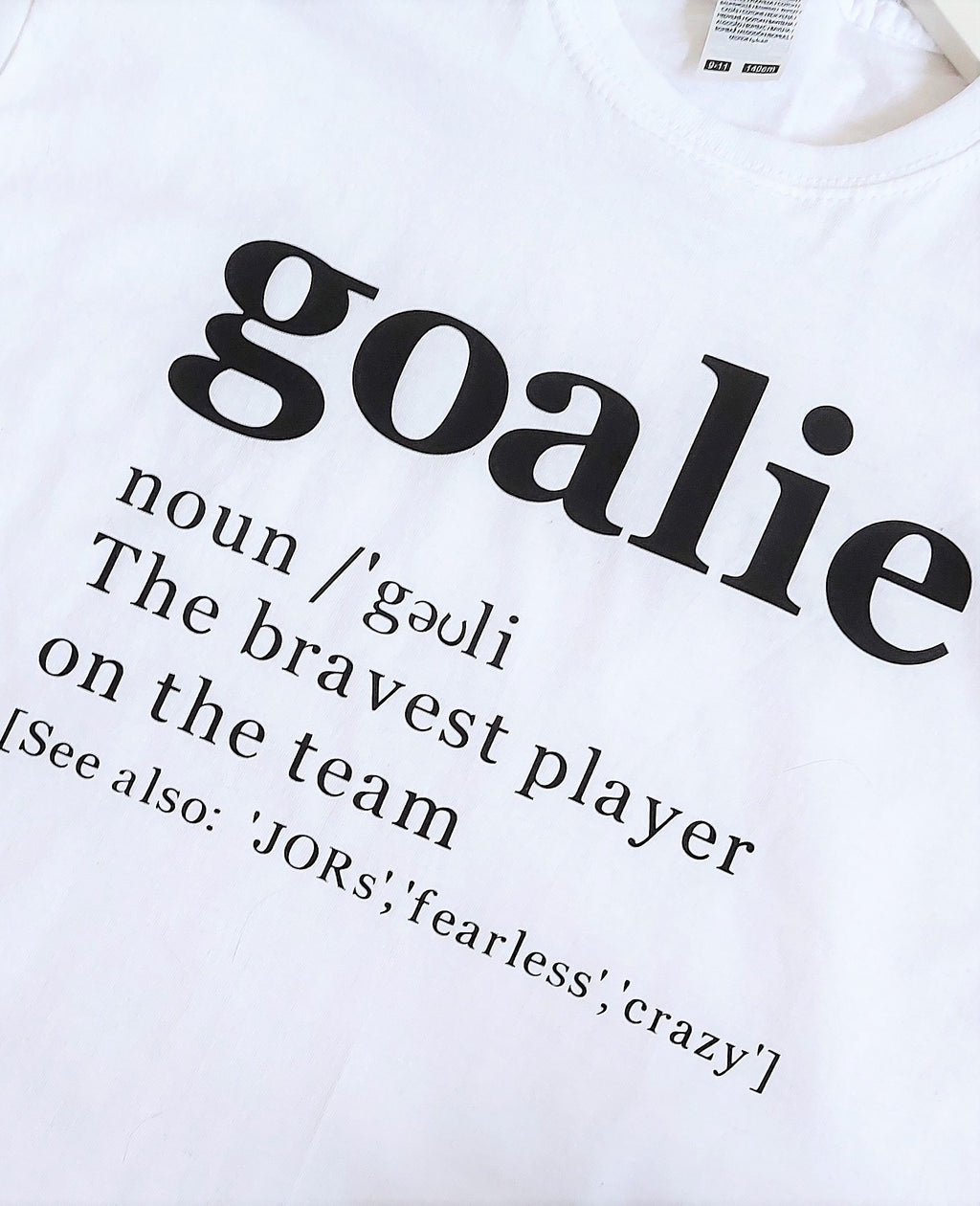 Personalised Goalie Definition T-shirt, Football Goalie Gift, Custom Football Goalkeeper Tee, Sports Fan Gift, gift for goalkeeper