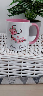 Personalised Floral Stethoscope Mug - Nurse, Doctor, Midwife Gift