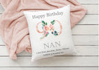 Personalised 90th Birthday Cushion: Floral Keepsake Gift