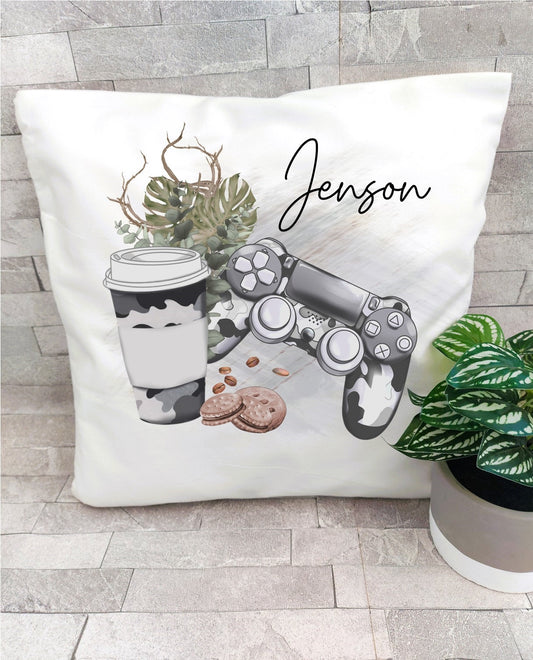 Personalised Gamer Boy Cushion: Camo Controller Gaming Gift