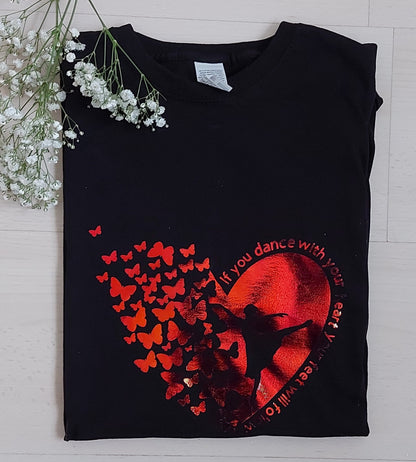 Ballerina T-Shirt: Color-Changing Vinyl, Heart & Butterfly Design