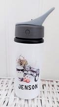 personalised Gamer Water Bottle: Camo Design, Integrated Straw