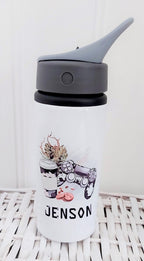 personalised Gamer Water Bottle: Camo Design, Integrated Straw