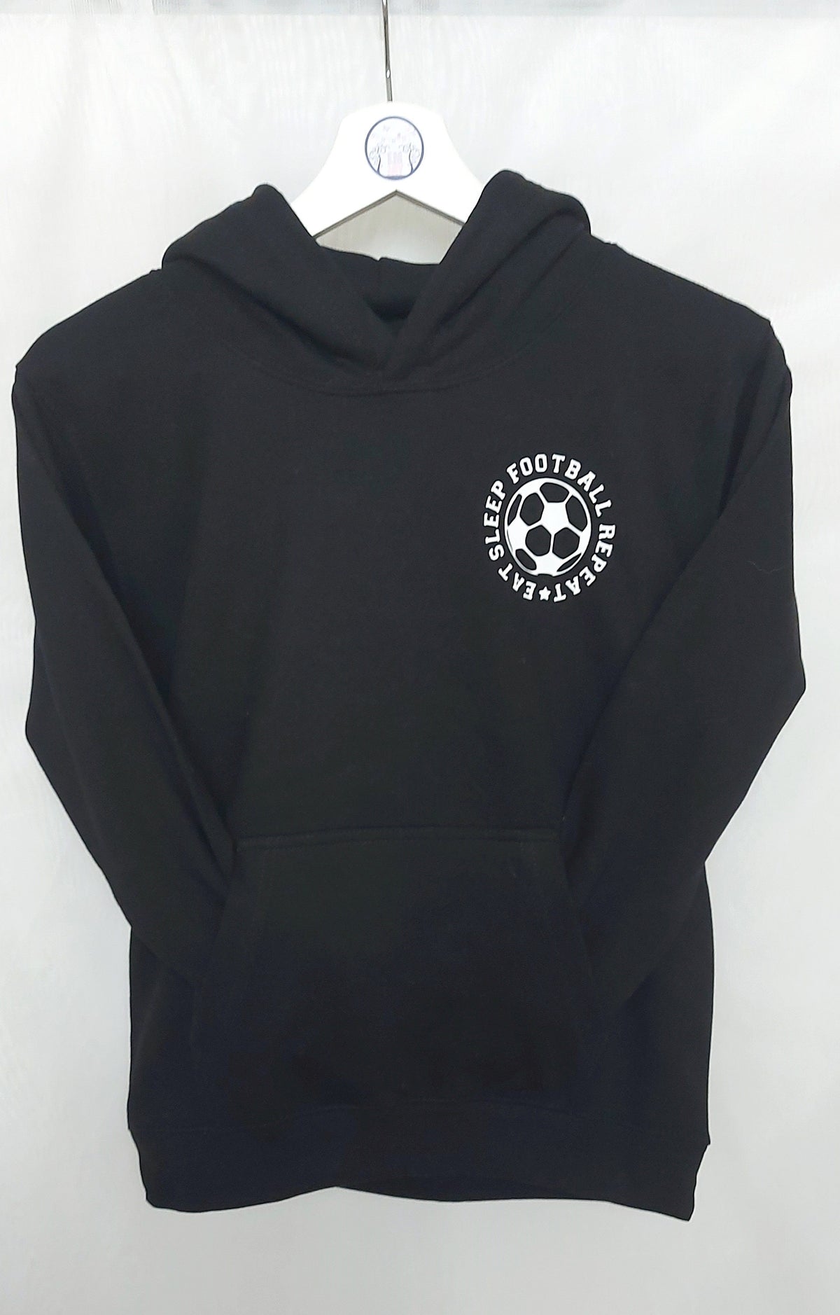 Personalised Football Hoodie: Eat Sleep Repeat, Custom Number