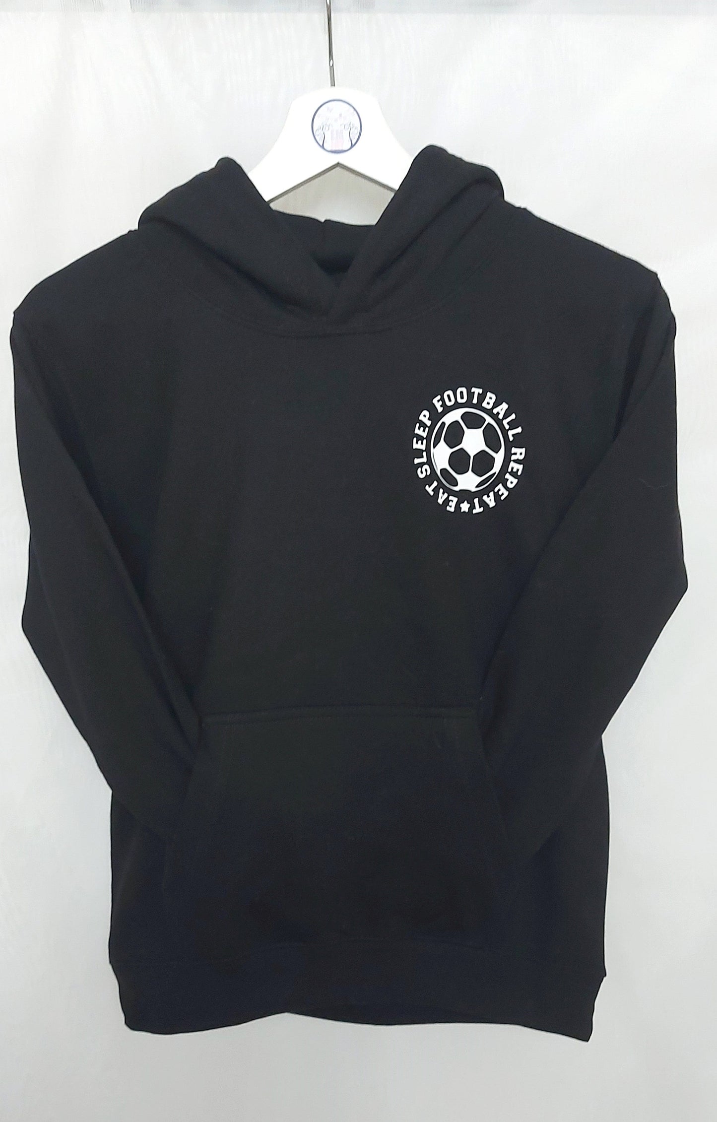 personalised Football Hoodie: Eat Sleep Repeat, Custom Number