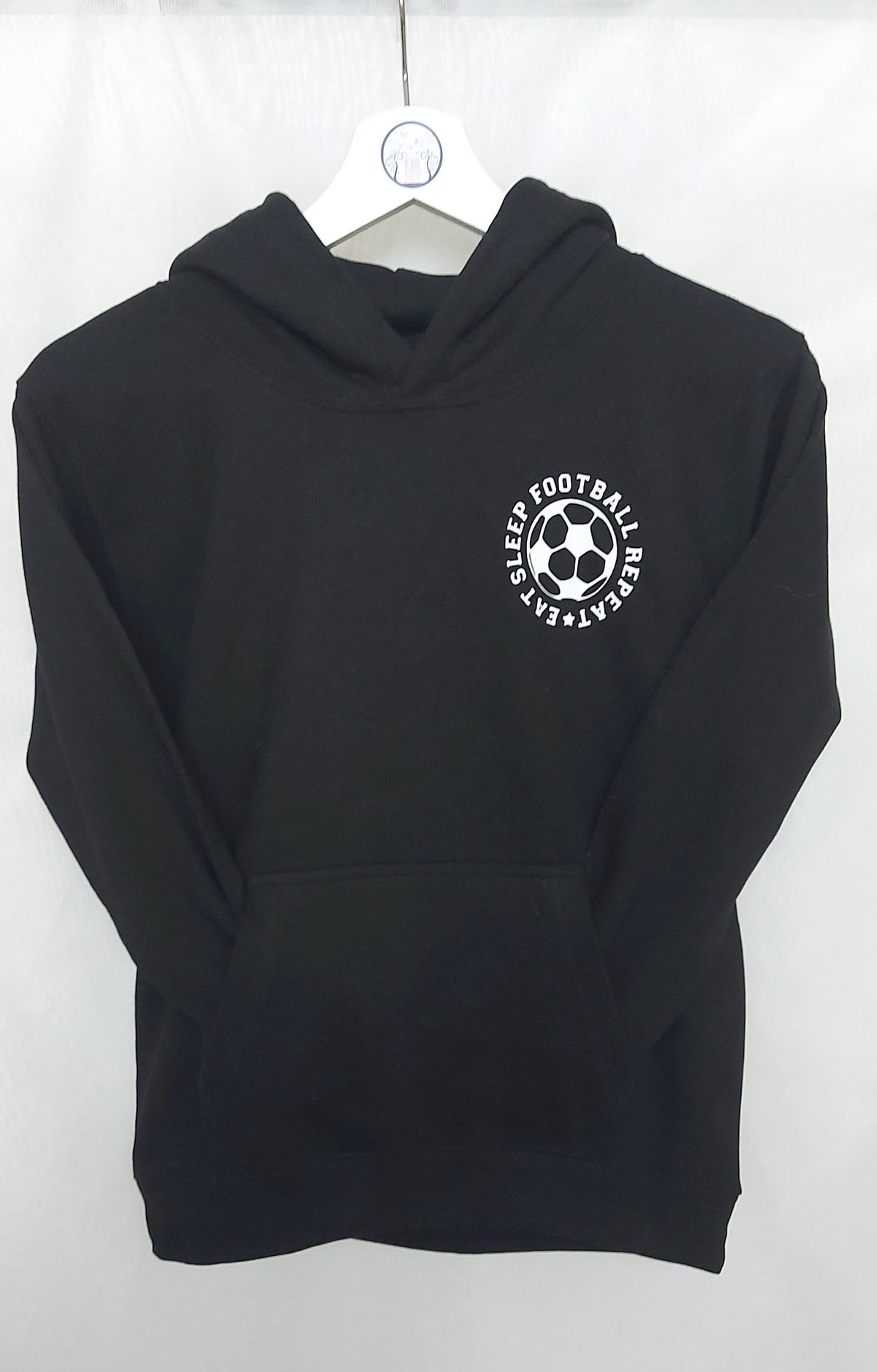 personalised Football Hoodie: Eat Sleep Repeat, Custom Number