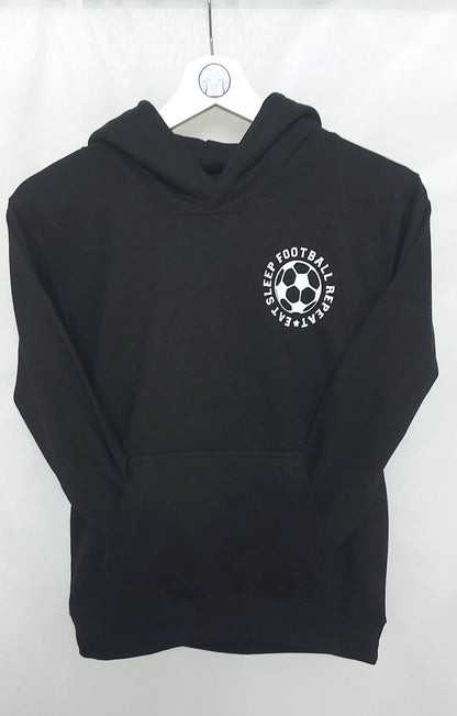 personalised Football Hoodie: Eat Sleep Repeat, Custom Number
