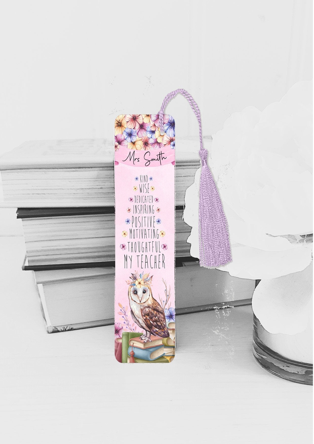 personalised Owl Teacher Bookmark: Aluminum Keepsake Gift