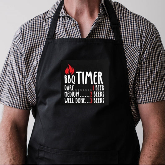 Men's BBQ Apron, Funny BBQ timer apron, Father's Day apron, BBQ gift, Father's Day gift, apron for Dad