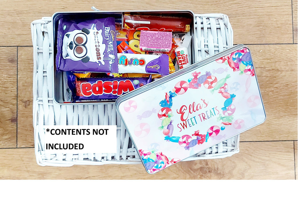personalised Sweet Tin: Multicolored Candy Design, Gift for Nan
