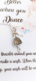 Ballerina Wish Bracelet: Tibetan Silver Charm, Dance Gift
