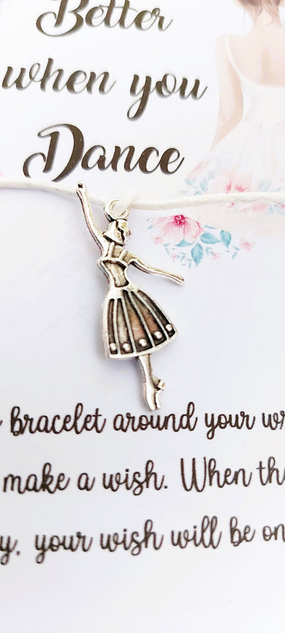 Ballerina Wish Bracelet: Tibetan Silver Charm, Dance Gift