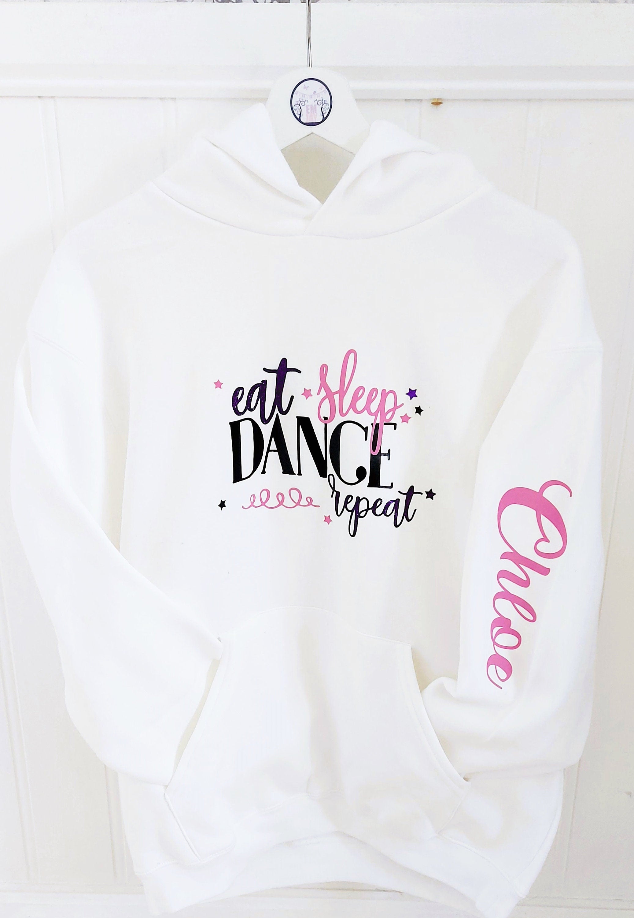 Eat Sleep Dance Repeat hoodie, personalised dance hoodie, dance gift, personalised gifts for dancers, ballet gift, ballerina hoodie