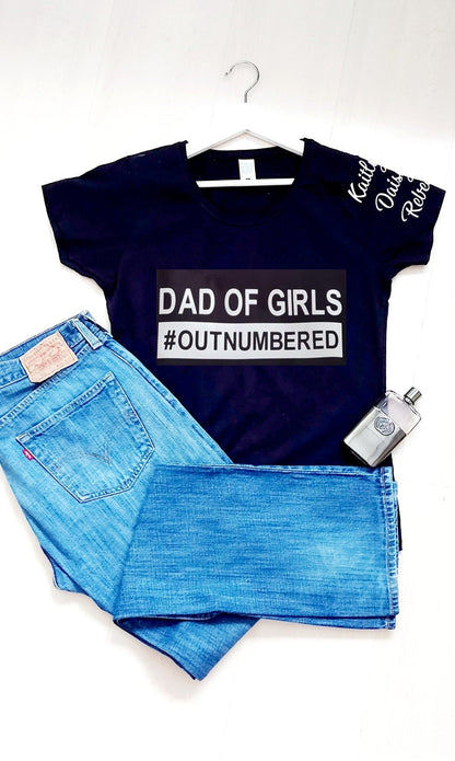 Personalised Dad of Girls Outnumbered tshirt, Men's t-shirt, Father's Day t-shirt