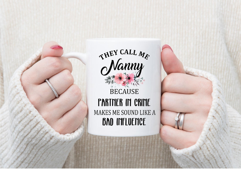 Personalised They call me Nanny/Partner in Crime mug gift, Custom Grandma Gift