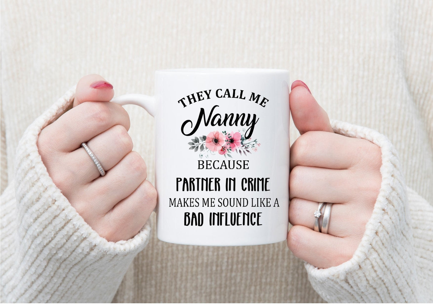 Personalised They call me Nanny/Partner in Crime mug gift, Custom Grandma Gift