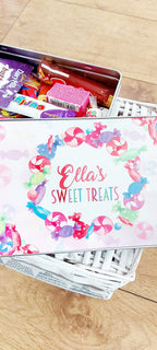 personalised Sweet Tin: Multicolored Candy Design, Gift for Nan