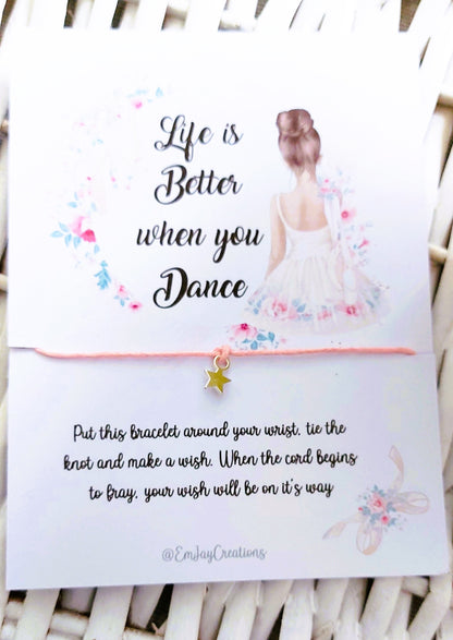 Ballerina Wish Bracelet: Tibetan Silver Charm, Dance Gift