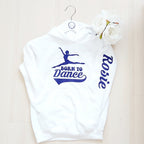 Personalised White and Purple 'Born to Dance' Hoodie: Ballet Dancer Gift