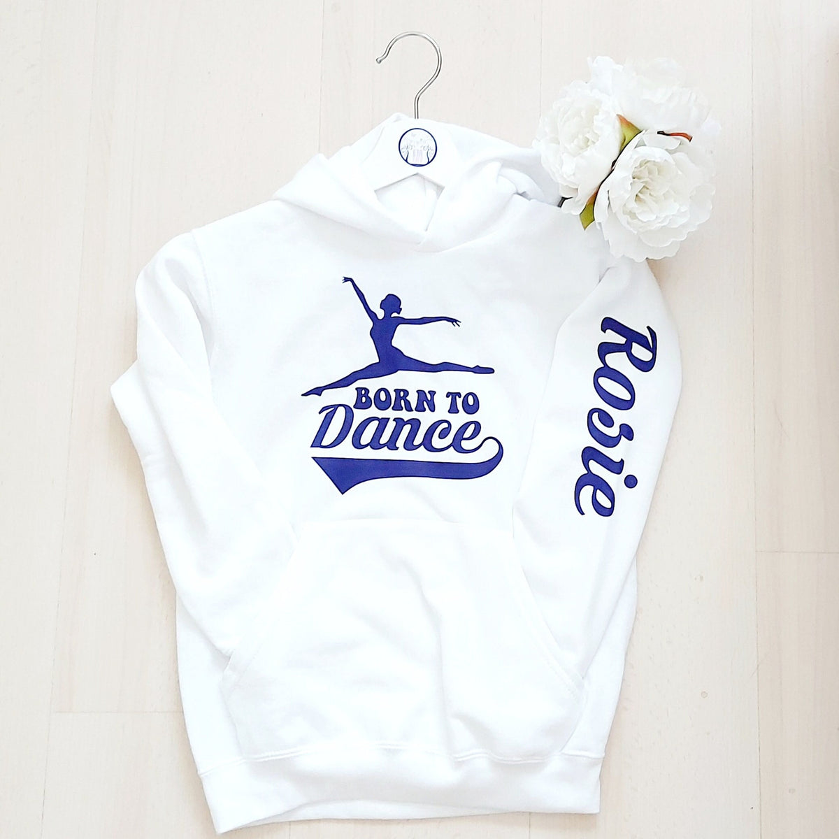 Personalised White and Purple 'Born to Dance' Hoodie: Ballet Dancer Gift