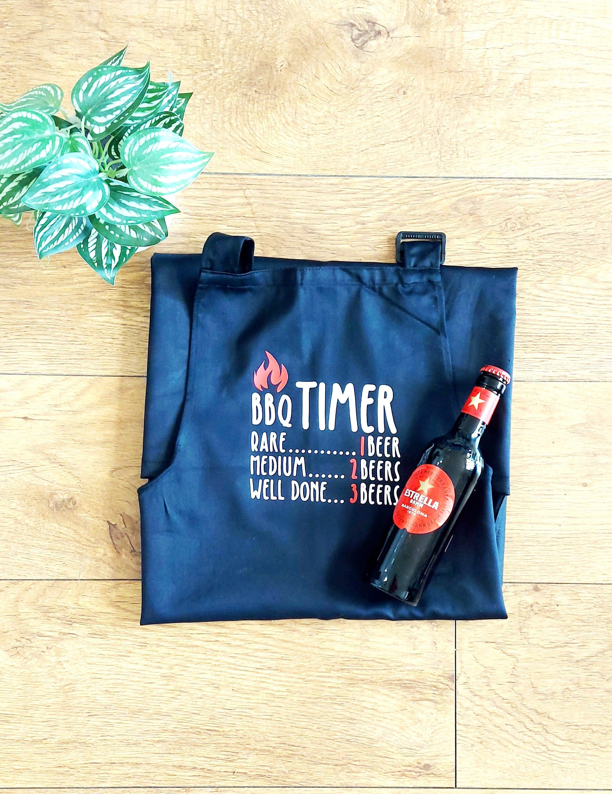 Men's Funny BBQ Timer Apron: Fairtrade Cotton Grill Master Gift