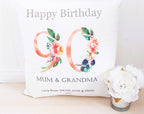 Personalised 90th Birthday Cushion: Floral Keepsake Gift