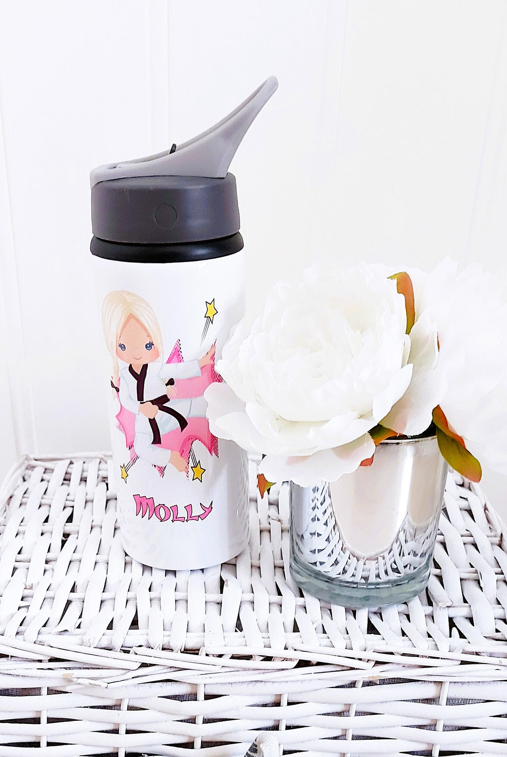 personalised Karate Girl Water Bottle - Mujka Graphics