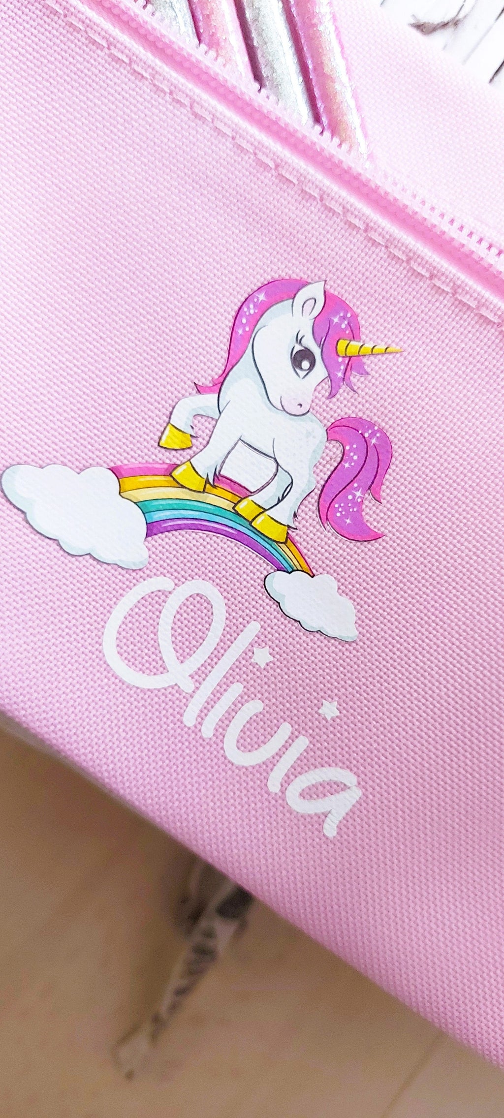 personalised Unicorn Pencil Case: Pink Polyester, Back to School