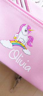 personalised Unicorn Pencil Case: Pink Polyester, Back to School