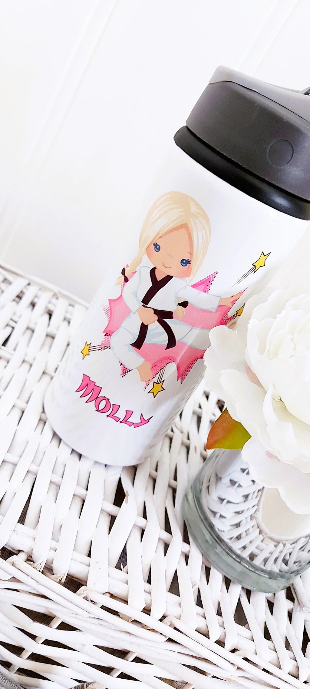 personalised Karate Girl Water Bottle - Mujka Graphics