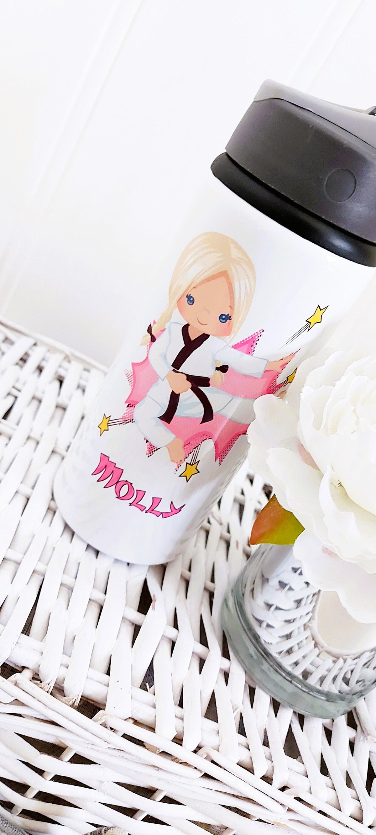 personalised Karate Girl Water Bottle - Mujka Graphics