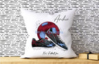Personalised claret and blue football cushion, football team cushion