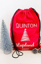 Lapland 2026 Personalised Drawstring Bag: Christmas Tree or Snowflake