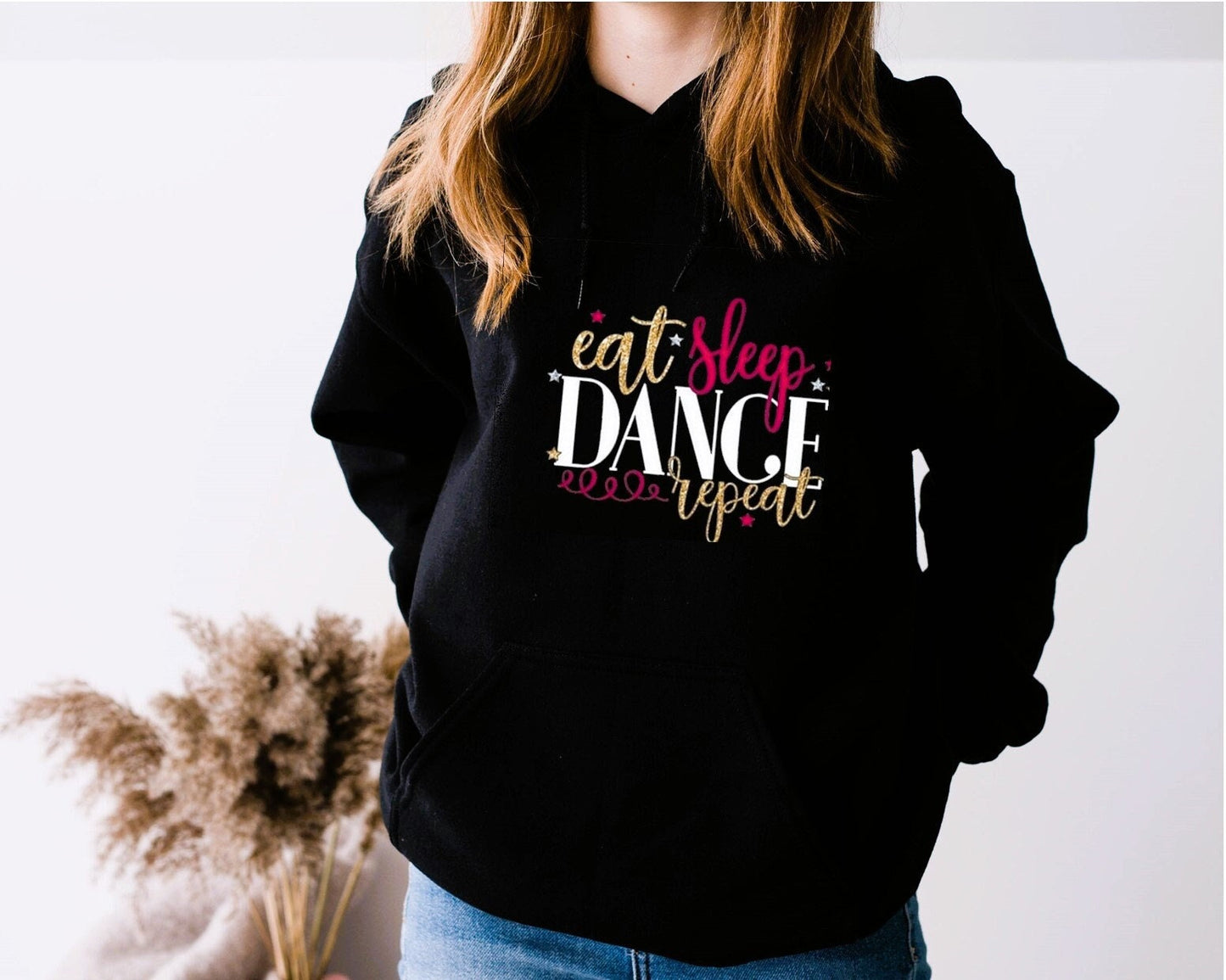 Personalised Black Eat Sleep Dance Repeat Hoodie – Premium Cotton Unisex Dance Sweatshirt, Gift for Dancers, Street Dance Hoodie