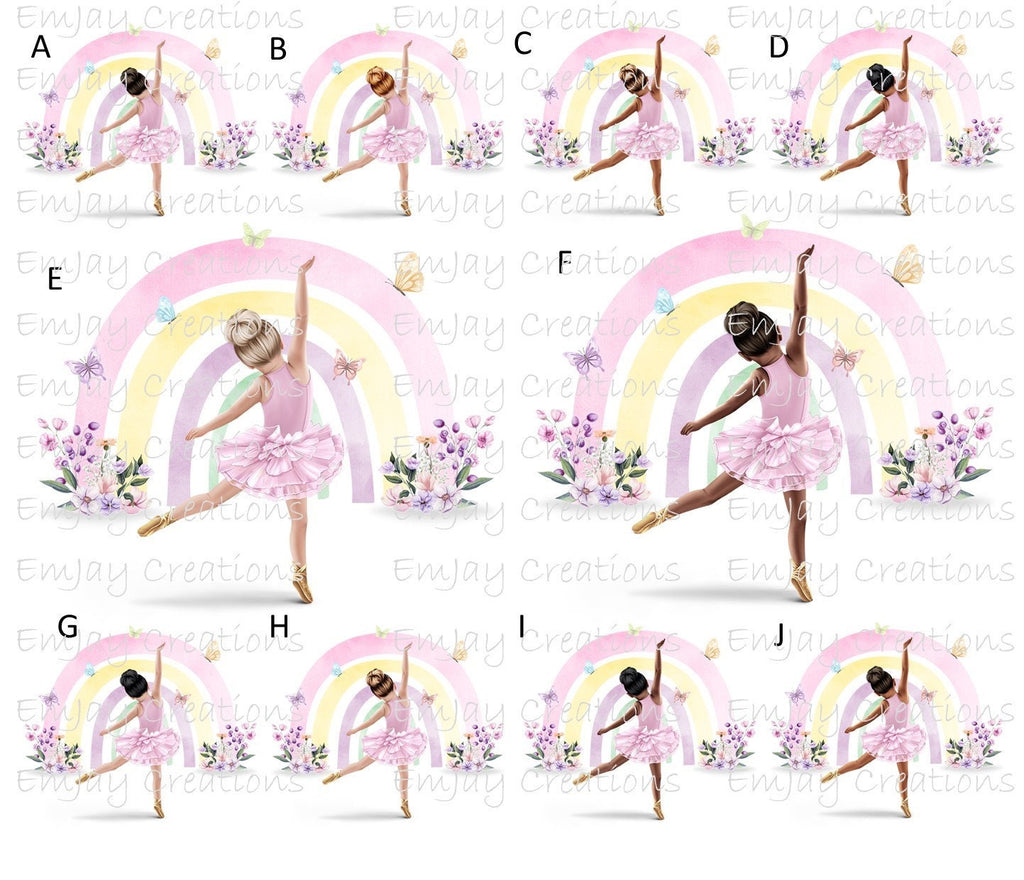 Rainbow ballerina personalised drawstring bag