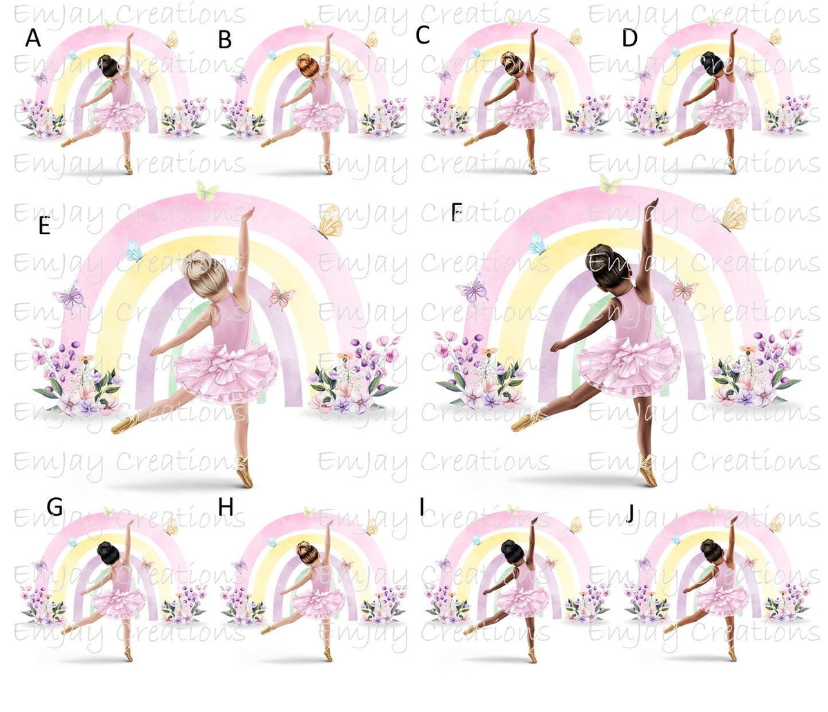 Rainbow ballerina personalised drawstring bag