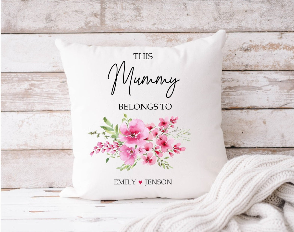 Personalised 'This Mummy Belongs to' custom keepsake cushion, gift for Mum, Mother's Day throw pillow gift
