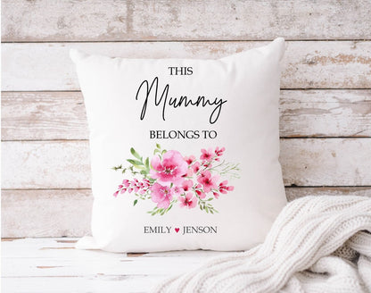 Personalised 'This Mummy Belongs to' custom keepsake cushion, gift for Mum, Mother's Day throw pillow gift
