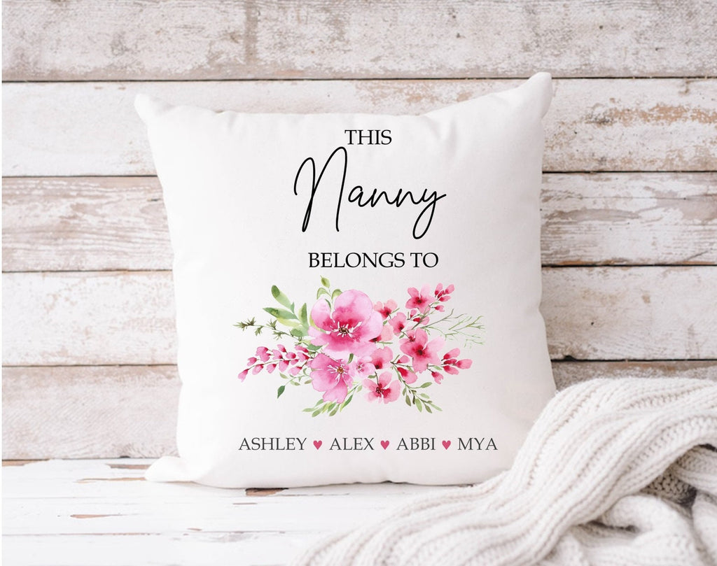 Personalised Floral This Nanny Belongs to Cushion