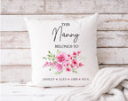 Personalised Floral This Nanny Belongs to Cushion