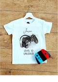 personalised Gamer Birthday T-Shirt: Level Unlocked, PS Controller