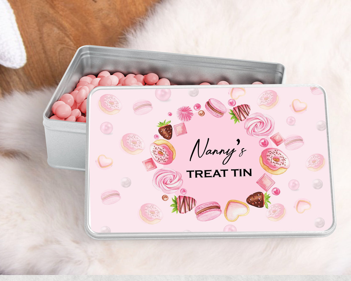 Personalised Sweet Treat Tin, Nanny's sweet tin, Nanny's sweets from her Grandchildren, Aunty sweet storage