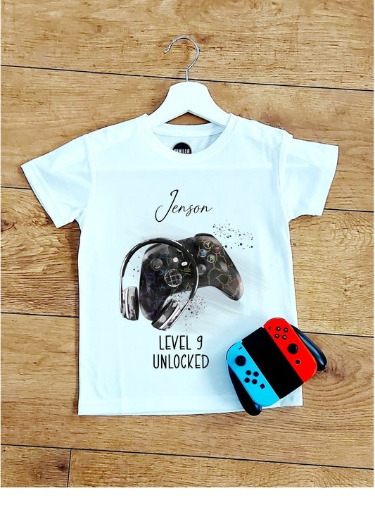 Boy's XBox birthday gamer t-shirt, Level unlocked birthday t-shirt,boys gamer t-shirt
