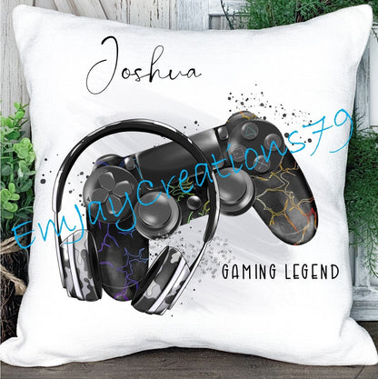 Personalised gamer cushion,  Playstation style Gaming Legend Cushion, gift for him, gift for a teen, gaming gift, boys cushion, gaming decor