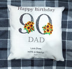 Personalised 90th Birthday Cushion: sunflower cushion, 90th birthday keepsake gift
