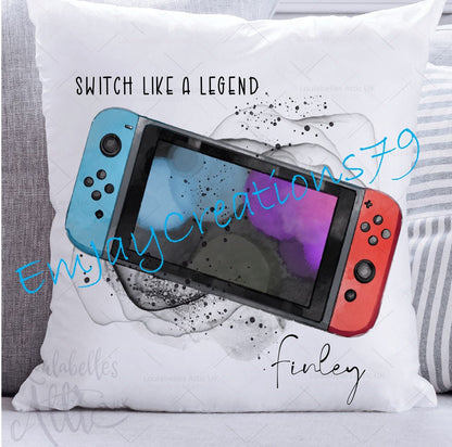 personalised Gamer Cushion: Nintendo Switch Style, Gift for Teens