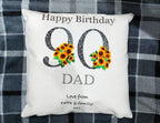 Personalised 90th Birthday Cushion: sunflower cushion, 90th birthday keepsake gift