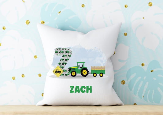 personalised Tractor Cushion: Farm Alphabet Decor
