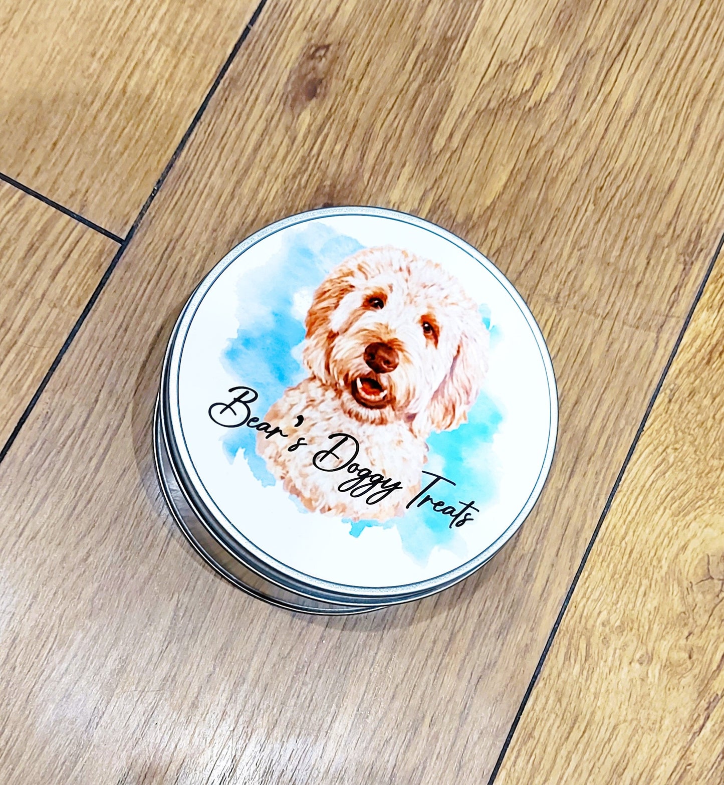 Personalised Goldendoodle/cockerpoo Treat Tin: Watercolor Dog Lover Gift