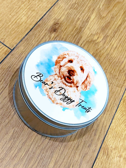 Personalised Goldendoodle/cockerpoo Treat Tin: Watercolor Dog Lover Gift